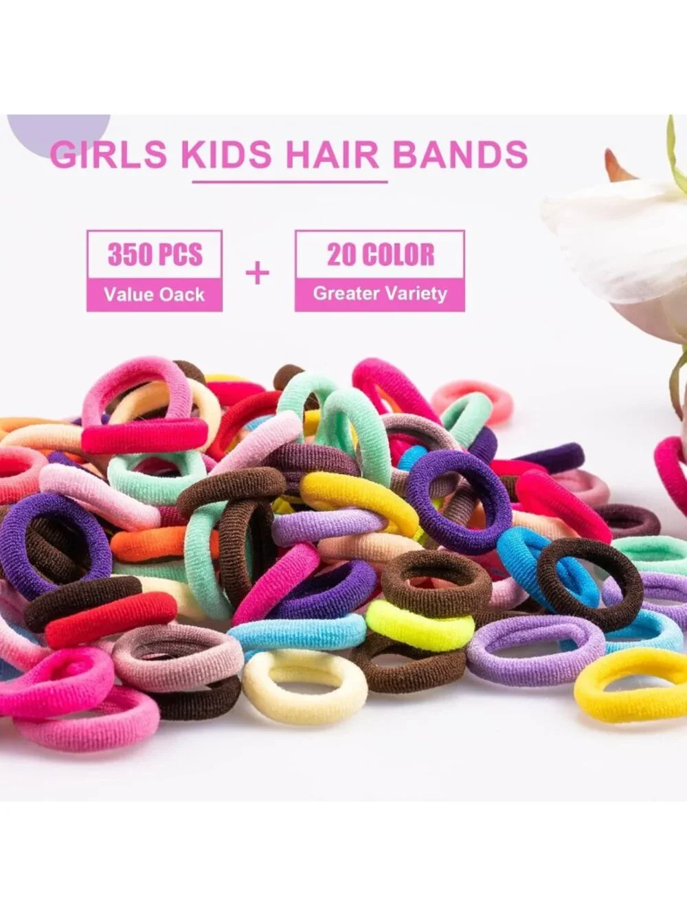 350 PCS Multicolor Soft Cotton Hair Ties - Seamless Hair Bands for All Styles